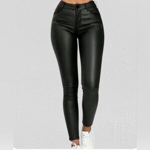 SHEIN Curve Plus Faux Leather Straight Leg Pants